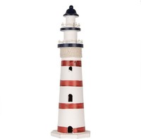 Clayre & Eef Deko-Leuchtturm Weiß-Rot Ø 15X48 Cm Mdf Holz