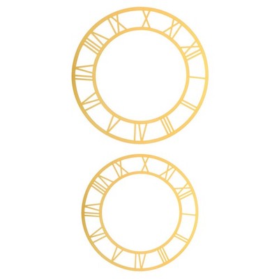 2 Pcs Decorative Wall Clock Sticker Adhesive Round Acrylic Face Numbers Mirror