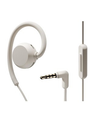 nwm WIRED MWE006 Open-Ear Earphones White Beige 3.5mm Jack Waterproof IPX4 w/Mic