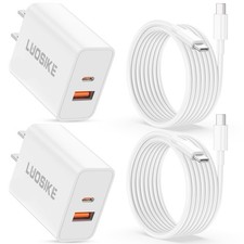 2 Pack 40W Dual Port USB C Wall Charger Fast Charging For iPhone 17 16 15