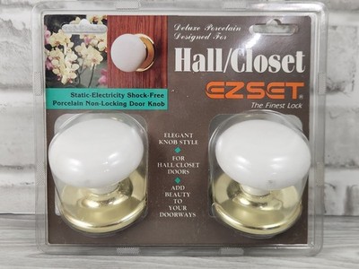 EZ SET Deluxe Porcelain Hall/Closet Non Locking Door Knob Sealed New