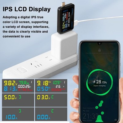 Multi-function USB Voltage Current Test Meter Digital IPS Display Capacity SKED