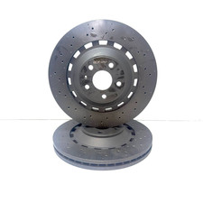 FOR AUDI RS3 8V 2016 ON FRONT DRILLED COATED BRAKE DISC & GENUINE BREMBO RPADS