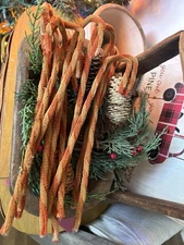 Primitive Grubby Handmade Chenille Christmas Candy Canes Set 12