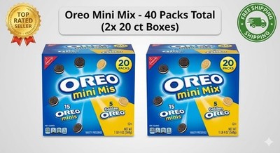 OREO Mini Mix Cookies Variety Pack 20 Count Lunchbox Snacks Pack of 2 Box