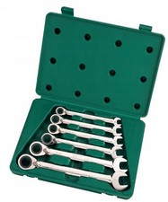 6tlg Maul-ringschlüssel Set mit Ratsche, Größen 10-19mm, Werkzeug