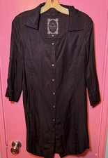 Black Guess button Up dress Collar Shirt grunge Goth Office size M Professional