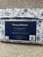 tommy bahama Cotton Percale Cal.king Sheet Set Surfside Blue New