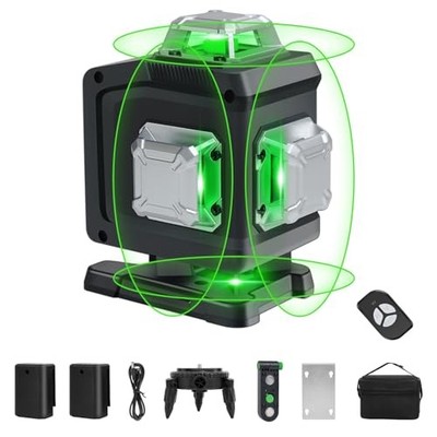 AZFAS 4D Green Laser Level 16 Lines 360° Remote Rechargeable w/ Stand TI