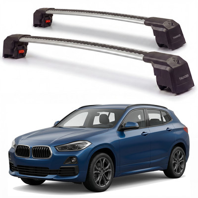 Roof Rack Cross Bars for BMW X2 F39 2018-2023 Aluminum Lockable Pair Silver