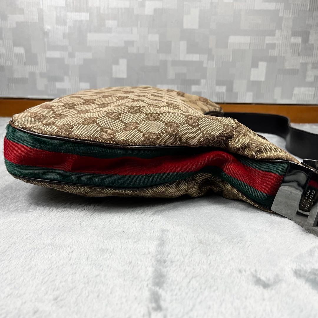 GUCCI GG Sherry Line Shoulder Bag Ziplock Leather Canvas Brown Beige From Japan thumbnail 4