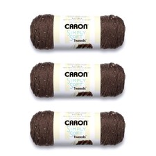 Simply Soft Yarn 3-Pack 5oz 4 Worsted Weight Acrylic Taupe Tweeds