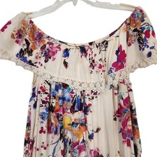 UMGEE LG MAXI DRESS WOMENS OFF SHOULDER IVORY FLORAL BOHO FESTIVAL BEACH LACE