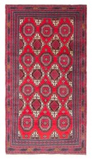 Vintage 3'5" x 6'8" Geometric Hand-Knotted Carpet Traditional Wool Area Rug
