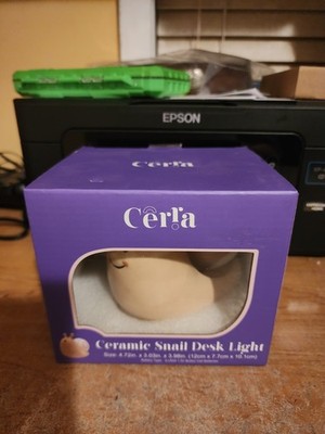 Cerra Ceramic SNAIL Desk Lamp Figurine &LED Light NEW IN BOX!