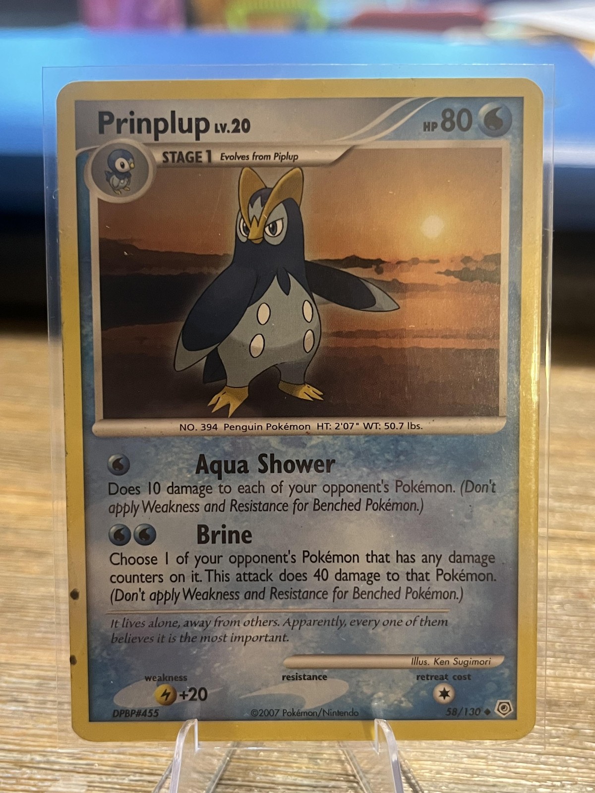 Pokemon TCG Prinplup LV.20 58/130 D&P Holo Water Moderately Played Card