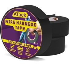 Wire Harness Tape, 3/4-Inch by 50-Foot 3-Pack High Temp Wiring Loom Harness Se