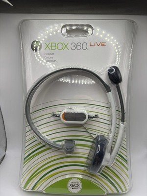 Original Microsoft XBOX 360 Live Headset White & Gray Headband Wired SEALED