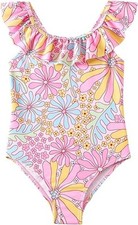 Angel Season Floral Swimsuit Ruffle One Piece Swimwear Kids 5 Years