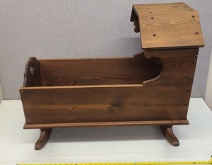 Vintage Handmade Wooden Baby Crib Cradle Rocker With Hearts 36"