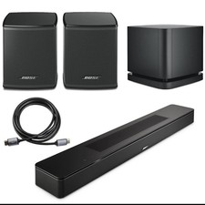 Bose Smart Soundbar, Black with 2x Wireless Surround Speakers, Bass Module 500