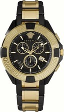 Versace VE5CA0723 Chrono Sporty Chronograph black gold Steel Men's Watch NEW