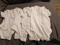 White Baby Short Sleeve Vest Bodysuit, Size 0-3 Months