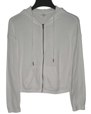Hippie Rose White Full Zip-up Hooded Sweatshirt Junior's Size S