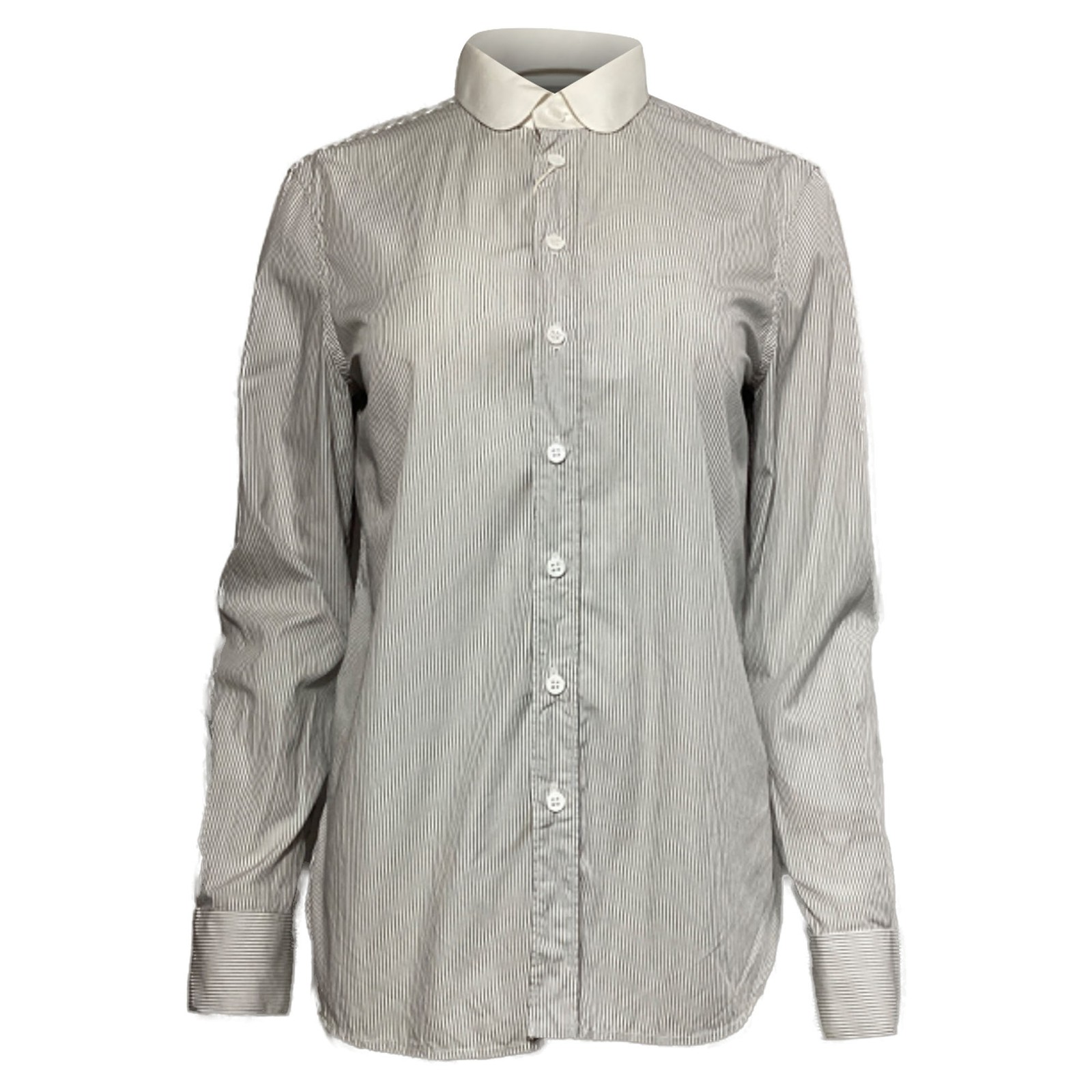 Camicia Saint Laurent a righe manica lunga colore nero e cotone uomo bianca taglia 52