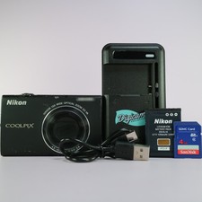 Nikon Digital Camera Coolpix S6200 16.0MP Black Tested Full Working Set