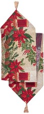 Violet Linen Decorative Christmas Poinsettias Candles Design Tapestry, 13" X ...