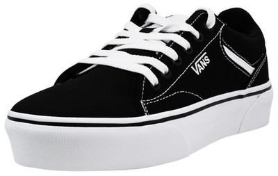 Sz 8 Vans Women's Seldan Platform Sneaker, Canvas Black/White, 8 M US