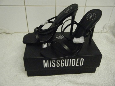 Missguided Barely There Riemchen Sandaletten in Schwarz Größe UK 7 EU 40 NEU