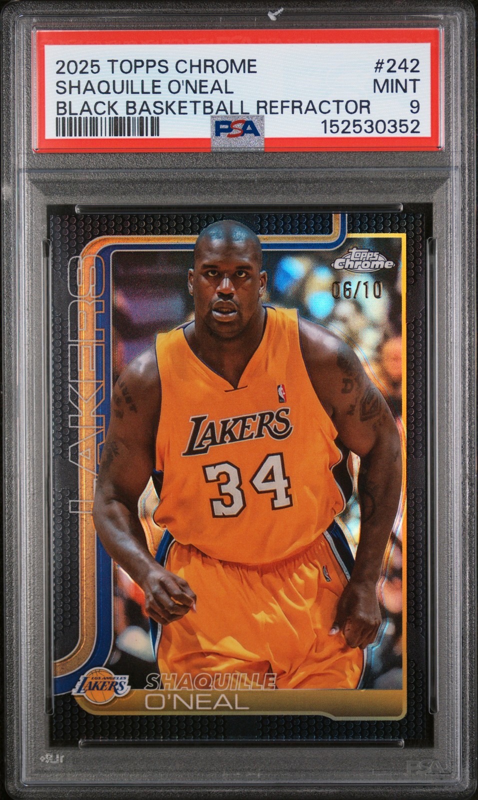 2025 TOPPS CHROME BLACK BASKETBALL REFRACTOR #242 SHAQUILLE O'NEAL 6/10 PSA 9 view 1