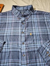 Nwt IZOD Shirt Mens 2XL XXL Blue Stratton Flannel Button Down Plaid Preppy