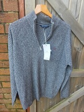 Image of Crew Clothing Men's Textured Crew Neck Jumper Navy Blue Cotton Knit XL BNWT