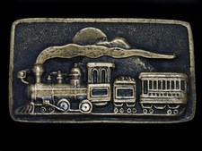 TF01124 VINTAGE 1970s  STEAM ENGINE TRAIN  RAILROAD BELT BUCKLE