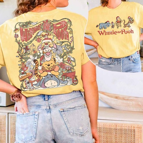 Vintage Two-sided Disney Winnie The Pooh Christmas Shirt Unisex Tee 140769 - Picture 3 of 10