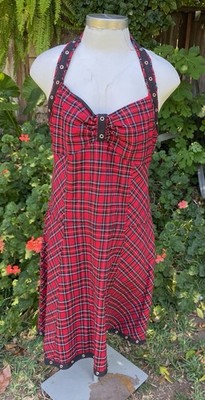 TRIPP NYC Y2K Red Plaid Halter Women's Dress Size 2X Mall goth 2000s Emo Scene
