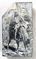 alter Druckstock / Klischee / Stempel, Holz - Ritter auf dem Pferd