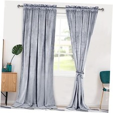 Velvet Curtains 96 inches-Blackout Thermal 52"W x 96"L Pack of 2 Silver Grey