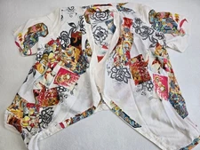 Citron Santa Monica 100% Silk Kimono Open Front Cardigan Top