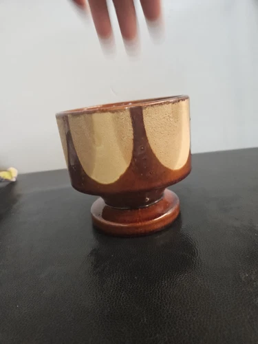 Vintage Haeger Pottery Brown and Tan Retro Textured Pedestal Planter 5"