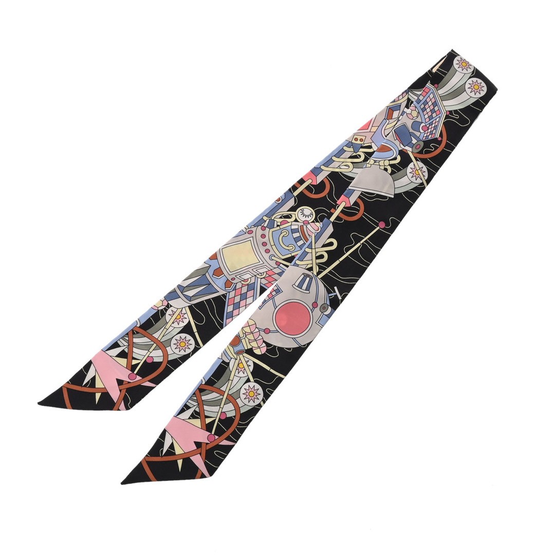 Hermes 063707S Womens Multicolor Black Silk Scarf 100