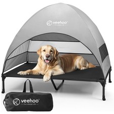 Outdoor Dog Bed with Canopy, Cooling Elevated Pet Cot with Removable Shade, N...