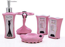 5 Piece Bathroom Accessories Set, Collection Bath Set Features Soap Dispenser, T