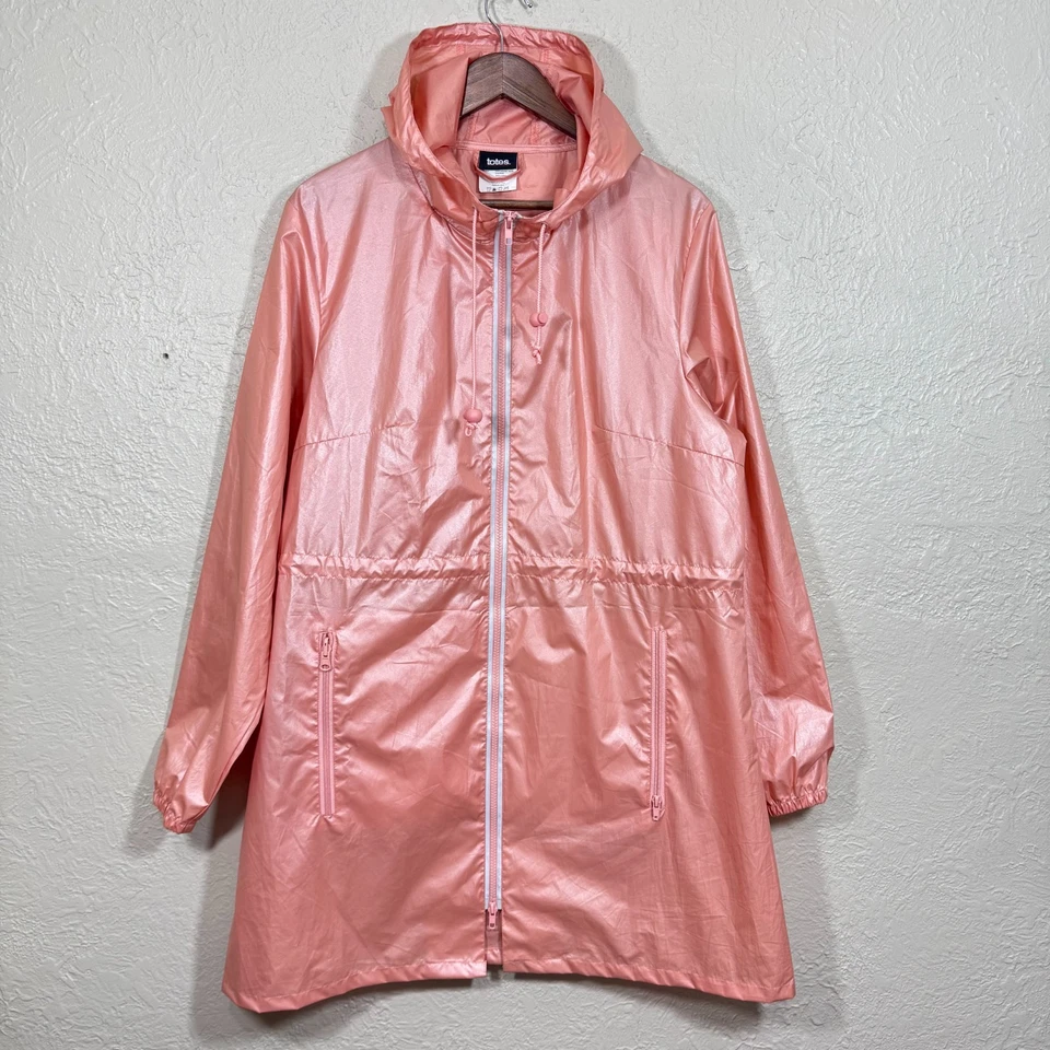 Chaqueta de Lluvia Totes XL Metálica Oro Rosa Reflectante Embalable Con Capucha Larga Reciclada Foto 2 de 4