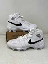 Nike Air Jordan 1 Mid Black White Baseball Cleats Youth Size 6Y HF6883-100