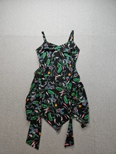 A New Day Women Dress M Multicolor Floral Print Sweatheart Neck Asymmetrical Hem