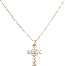 Cross Necklace - 14K Gold Plated, Simple Cross Pendant for Women - Trendy Gold J